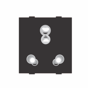 6 & 16A, Multi Socket With Shutter Black